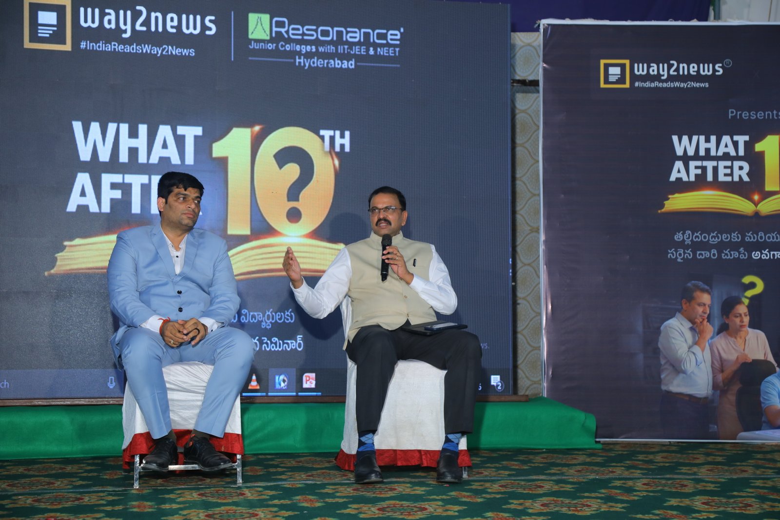 JD Lakshmi Narayana addressing students and parents at Resonance Hyderabad in collaboration with Way2News