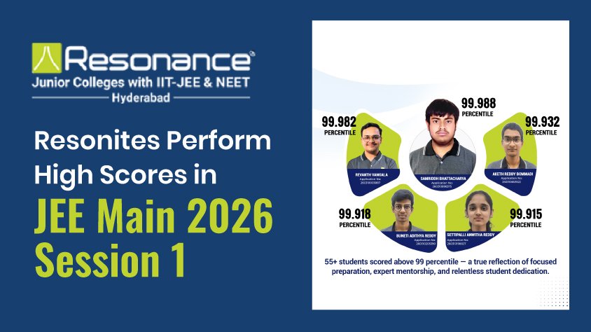 JEE Main 2026 Session 1 toppers from Resonance Hyderabad