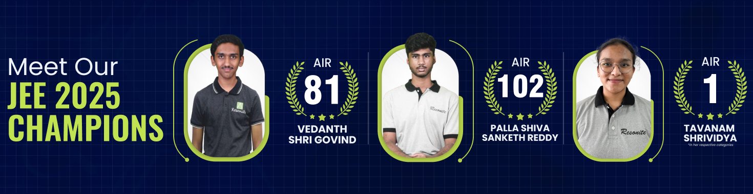 Resonance Colleges JEE 2025 Champions