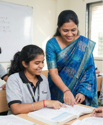 Teacher with student